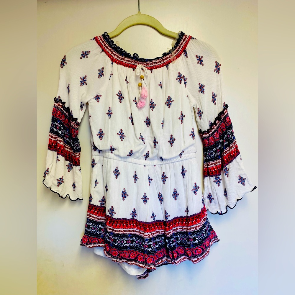 Girls Truly Me White Romper With Flutter sleeves Size 8